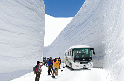 名古屋発【宿泊・黒部ビューホテル】世界に誇る日本の絶景!黒部立山アルペンルート『雪の大谷』&安曇野・松本・馬籠宿観光