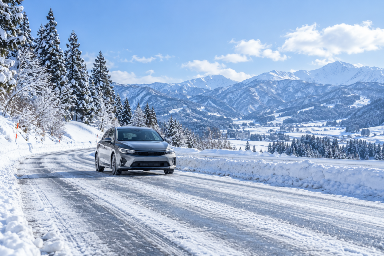 雪の積もった道路